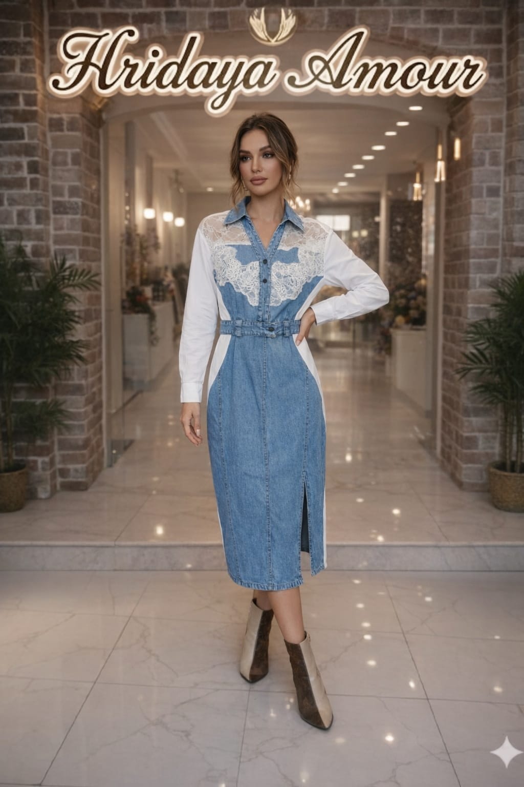 Azure Lace Shirt Dress